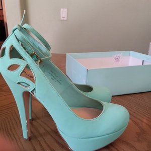 Bamboo Turquoise Strap Heels